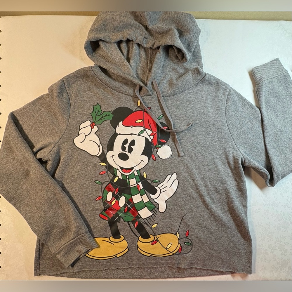 VGUC Disney Mickey Mouse Christmas Drawstring Hoodie, Pullover, Non-Banded Waist